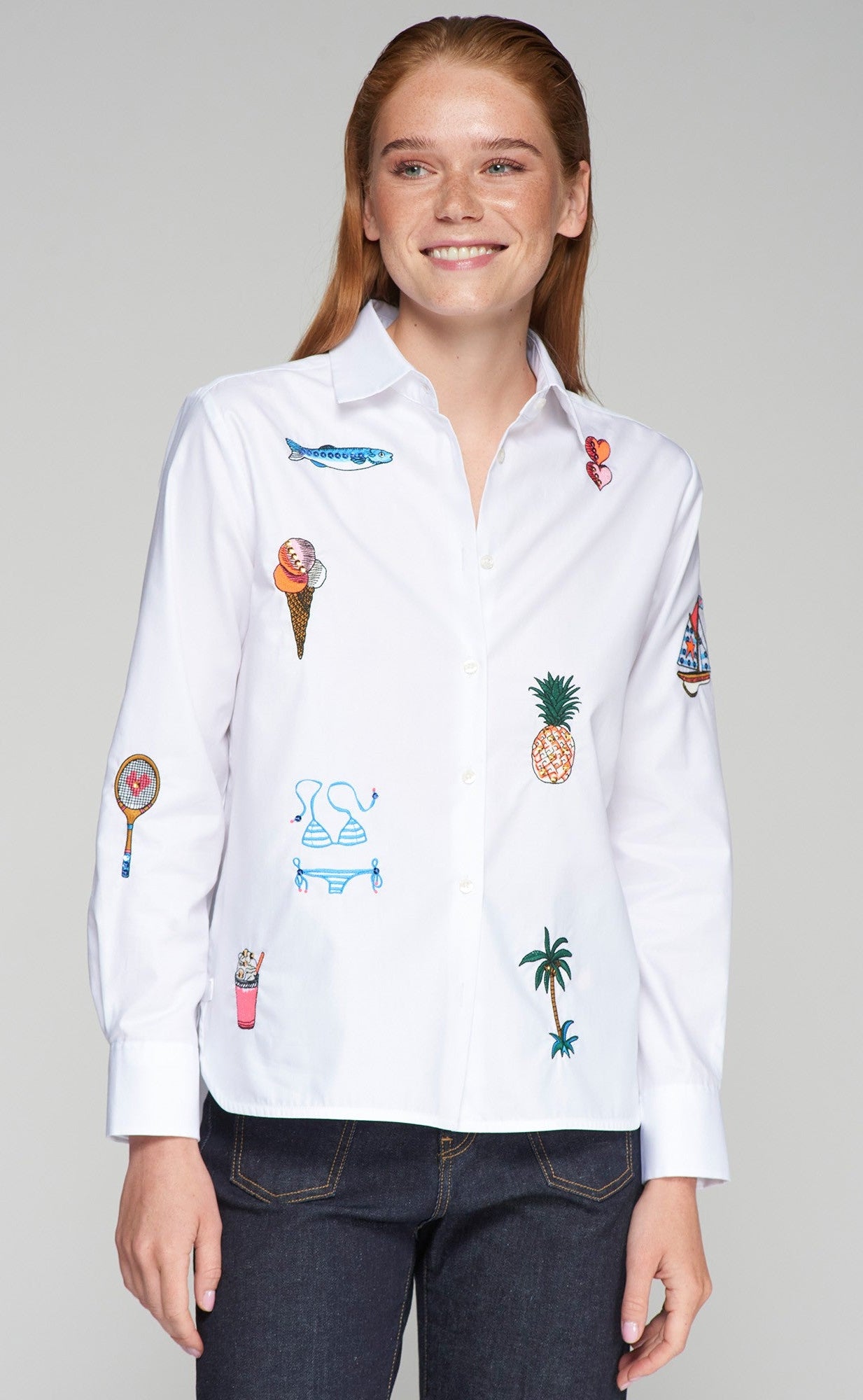 Isa Shirt in Embroidered Blanco