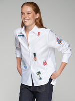 Load image into Gallery viewer, Isa Shirt in Embroidered Blanco

