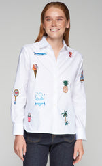 Load image into Gallery viewer, Isa Shirt in Embroidered Blanco
