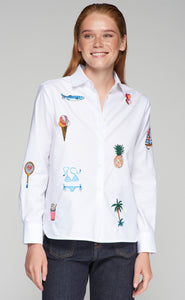 Isa Shirt in Embroidered Blanco