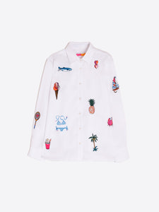 Isa Shirt in Embroidered Blanco