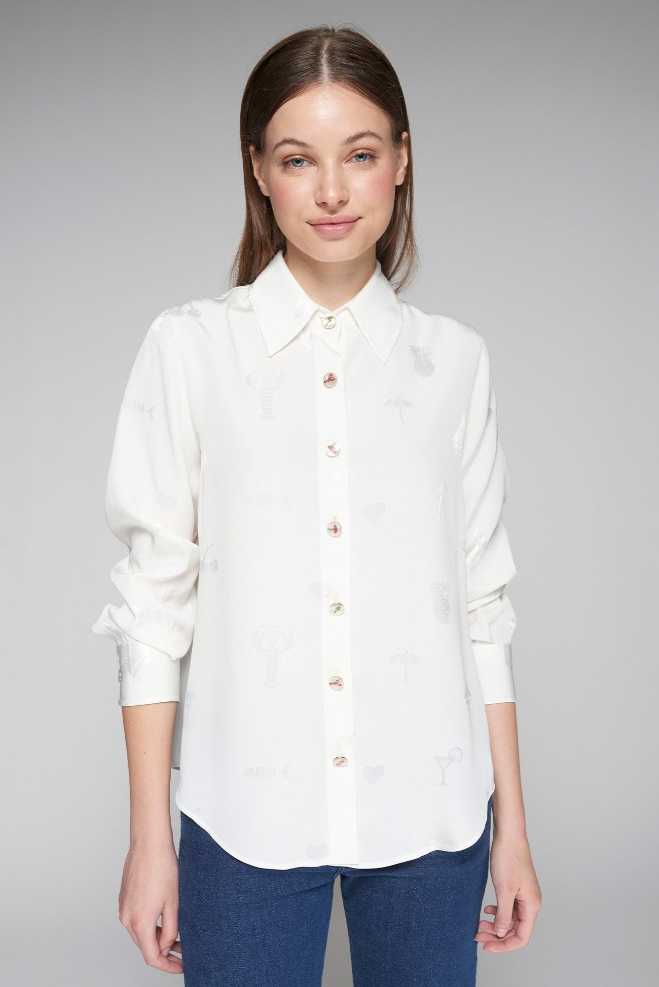 Mafalda Blouse in Blanco Jacquard