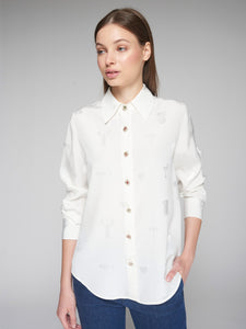 Mafalda Blouse in Blanco Jacquard