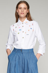 Embroidered Petra Shirt in Punto Blanco