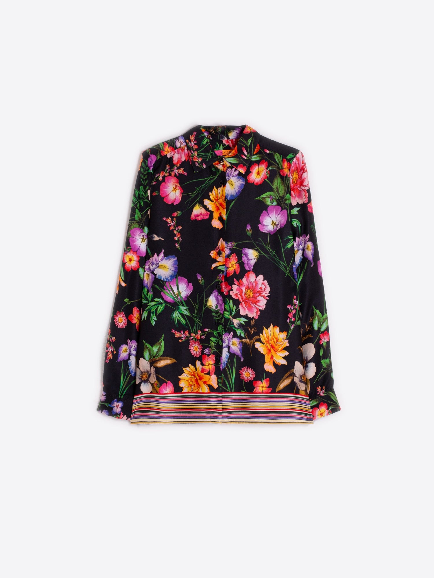 Tea Shirt in Black Floral Estampado
