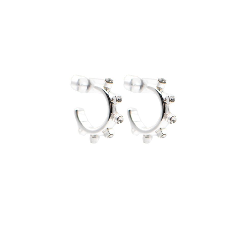 Metal Huggie Hoops in Silver