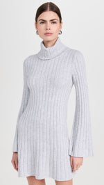 Load image into Gallery viewer, Meredith Turtleneck Sweater Dress in Ice Heather
