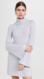 Load image into Gallery viewer, Meredith Turtleneck Sweater Dress in Ice Heather
