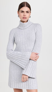 Meredith Turtleneck Sweater Dress in Ice Heather