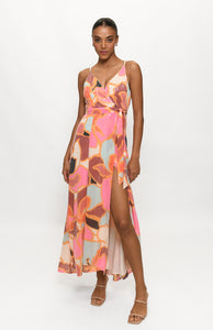 Glow Sequin Wrap Dress in Vibrant Graphic Floral