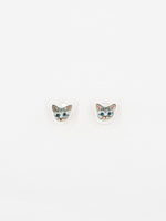 Load image into Gallery viewer, Mini Grey Cat Flat Head Earrings
