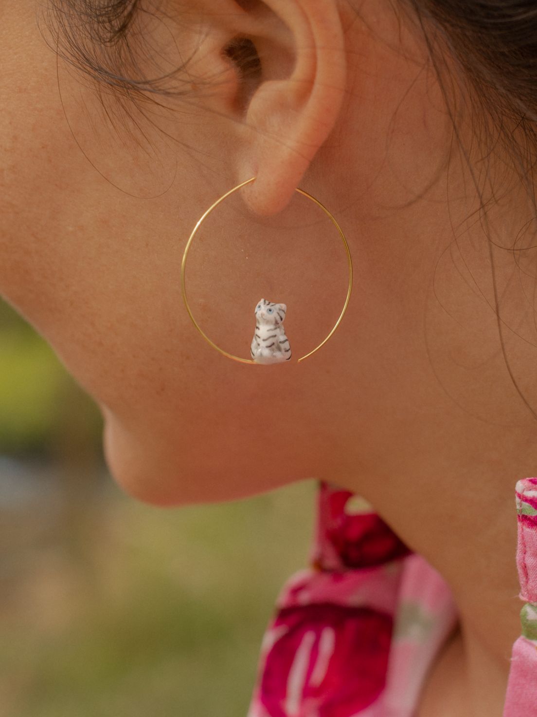 Harvest Time Cat Small Hoop Earrings