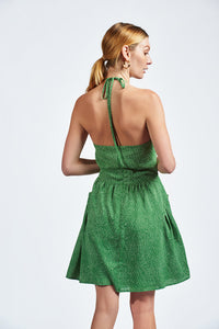 The Ashby Dress in Green Dotty