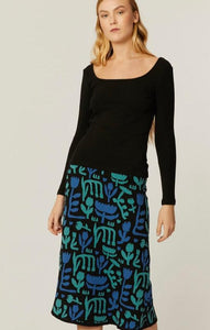 Knitted Midi Skirt in Tulip Print