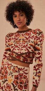 Load image into Gallery viewer, Toucans Scarf Knit Top in Cream
