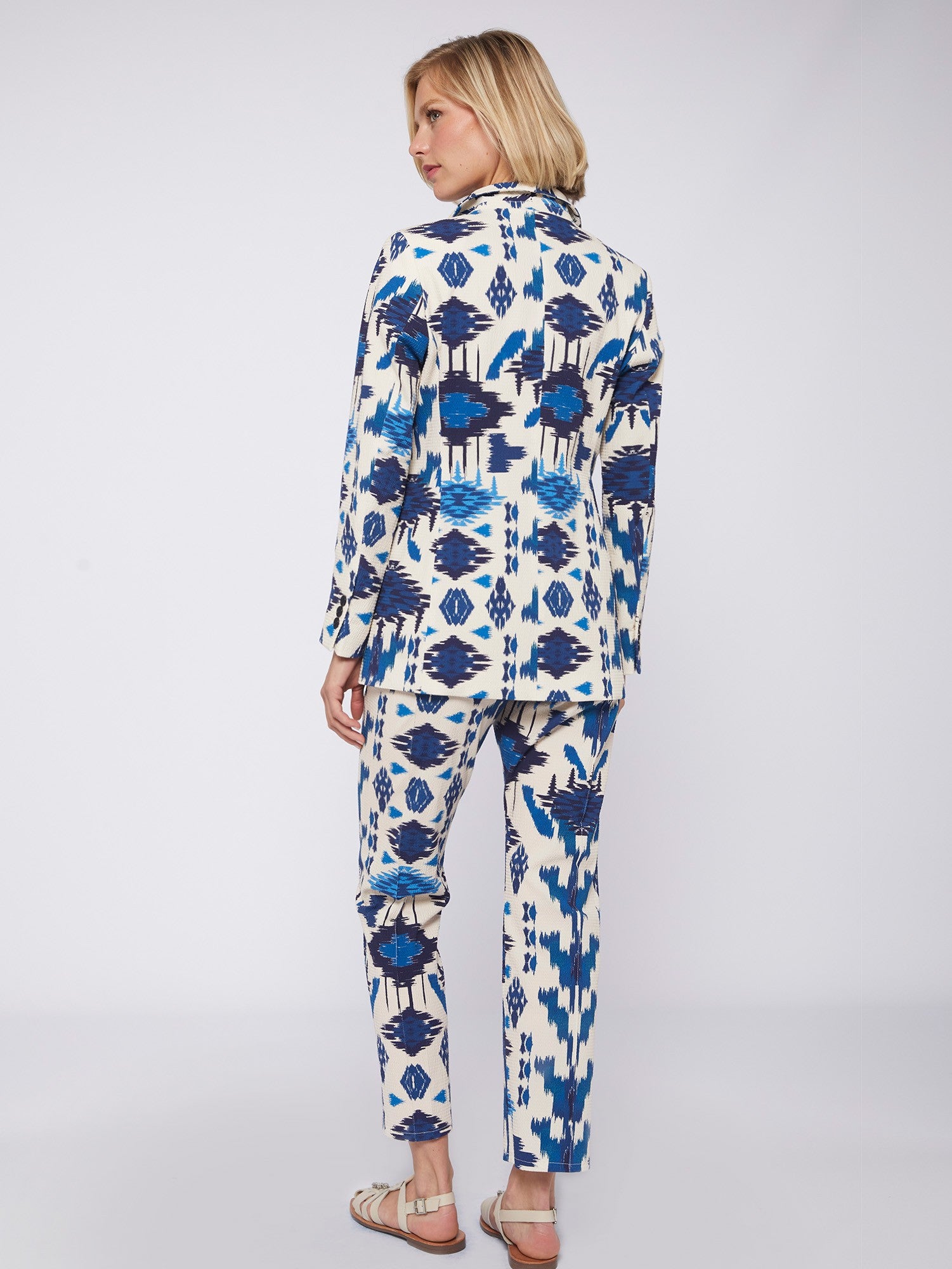 Clarise Trouser in Ikat Blue