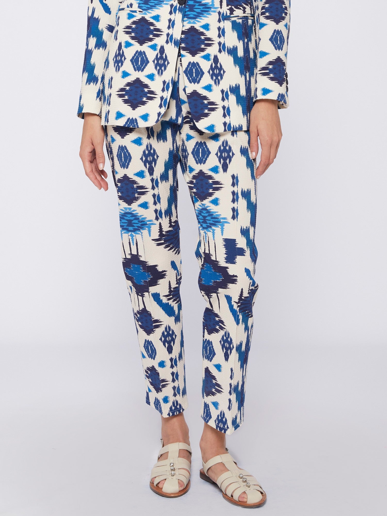 Clarise Trouser in Ikat Blue