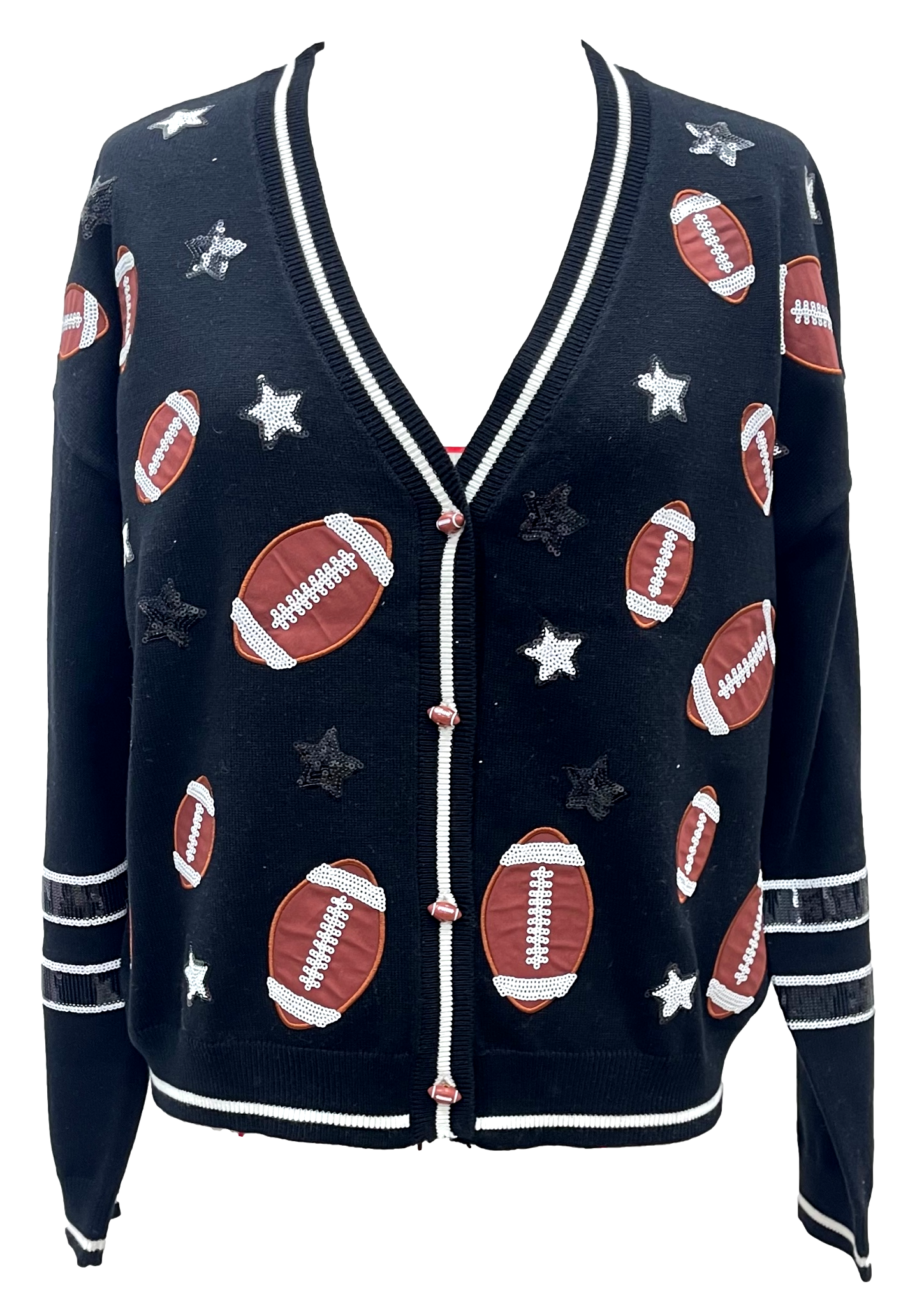 Football and Stars Cardigan in Black