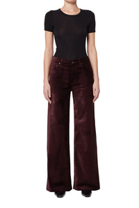 Lolli Mid Rise Baggy Velvet in Burgundy