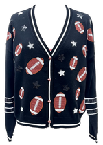 Load image into Gallery viewer, Football and Stars Cardigan in Black
