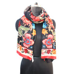 Load image into Gallery viewer, Enchanted Garden Velvet Scarf in Black
