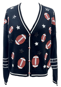 Football and Stars Cardigan in Black