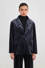 Load image into Gallery viewer, Velvet Leopard Blazer in Dark Grey
