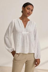 Kora Long Sleeve Half Placket Top in Balsamic