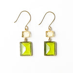 Load image into Gallery viewer, Veronica Two Tone Color Cut Glass Dangle Earrings in Green
