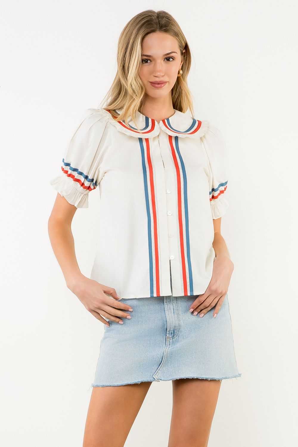 Puff Sleeve Top in Cream