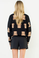 Load image into Gallery viewer, Teddy Bear Knit Cardigan in Black
