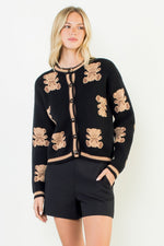 Load image into Gallery viewer, Teddy Bear Knit Cardigan in Black
