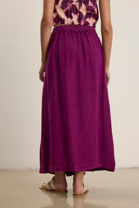 Linda Linen Maxi Skirt in Grapes