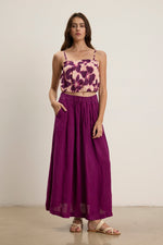 Load image into Gallery viewer, Linda Linen Maxi Skirt in Grapes
