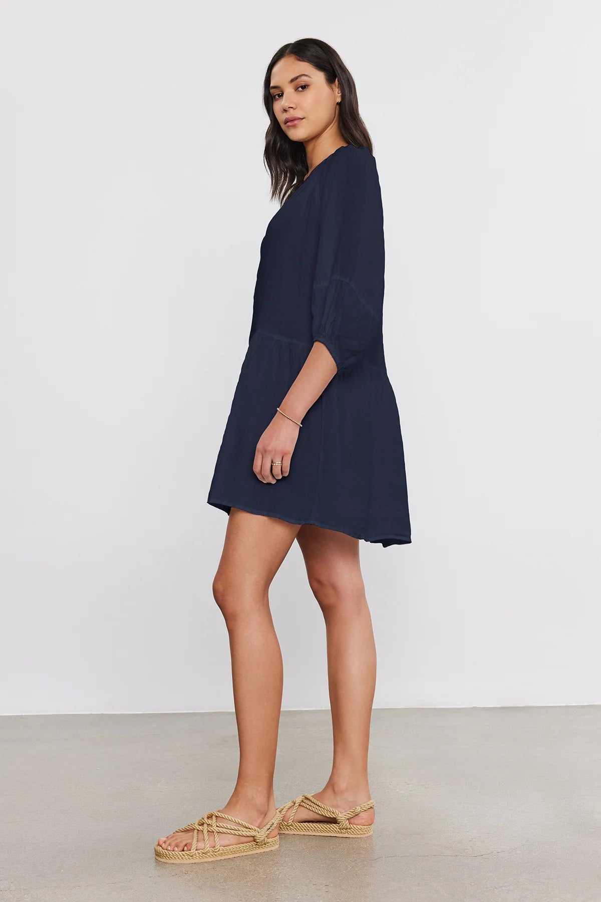 Vonnie Linen Dress in Shadow