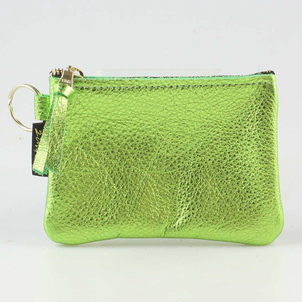 The Metallic Kara Coin Purse in Lime