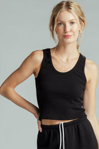 Blondie Rib Tank in True Black