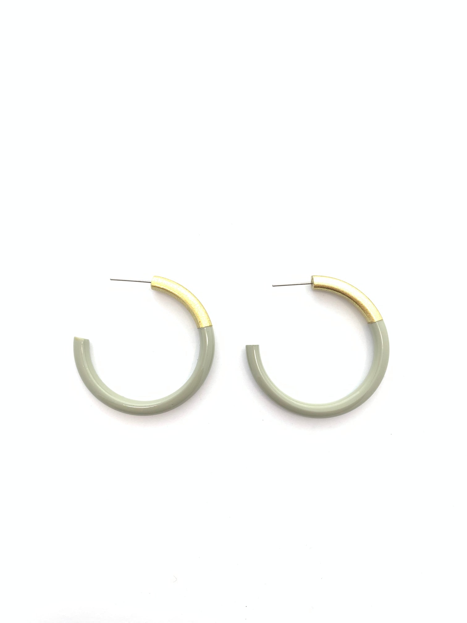 Liz Medium Hoops in Sage Gray
