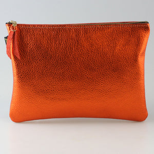 The Metallic Monroe Everyday Pouch in Mango