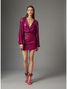 Blanche Sequin Dress in Magenta