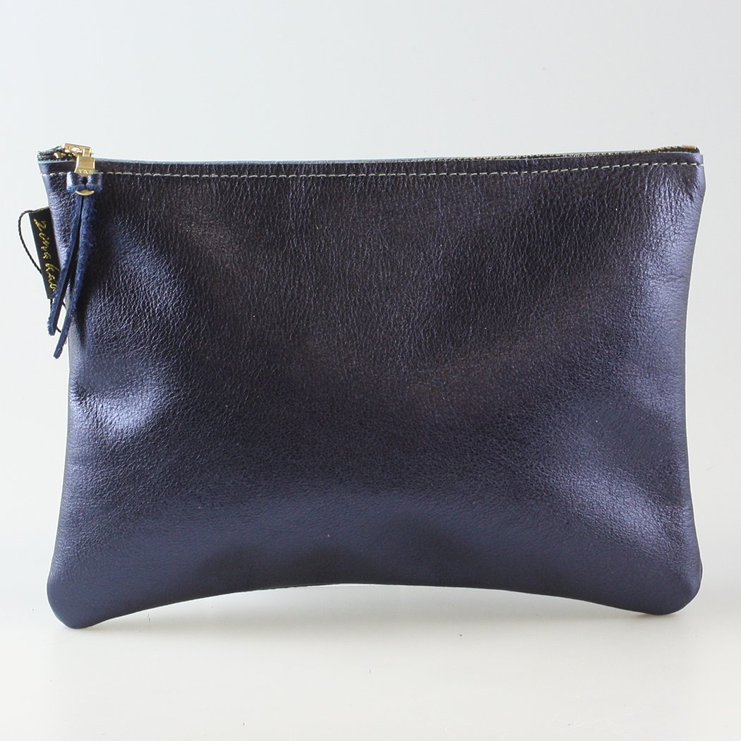 The Metallic Monroe Everyday Pouch in Sapphire