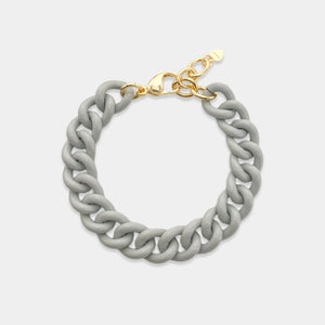 Large Grey Enamel Curb Chain Bracelet 7"+1"