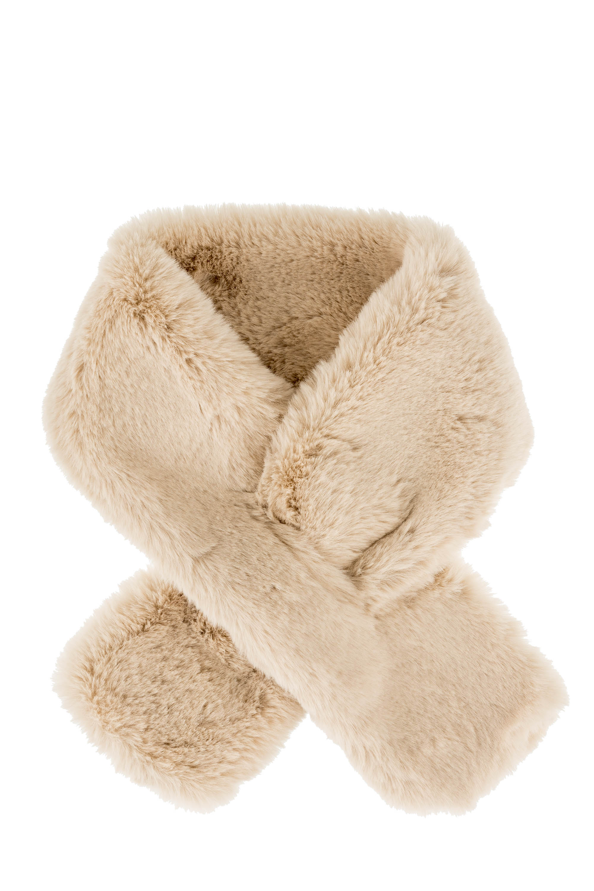 Faux Fur Scarf in Beige