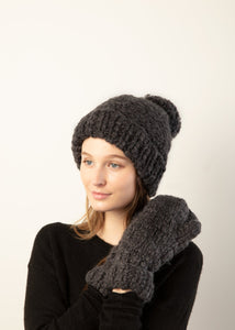 Mango Yarn Pom Pom Hat in Charcoal