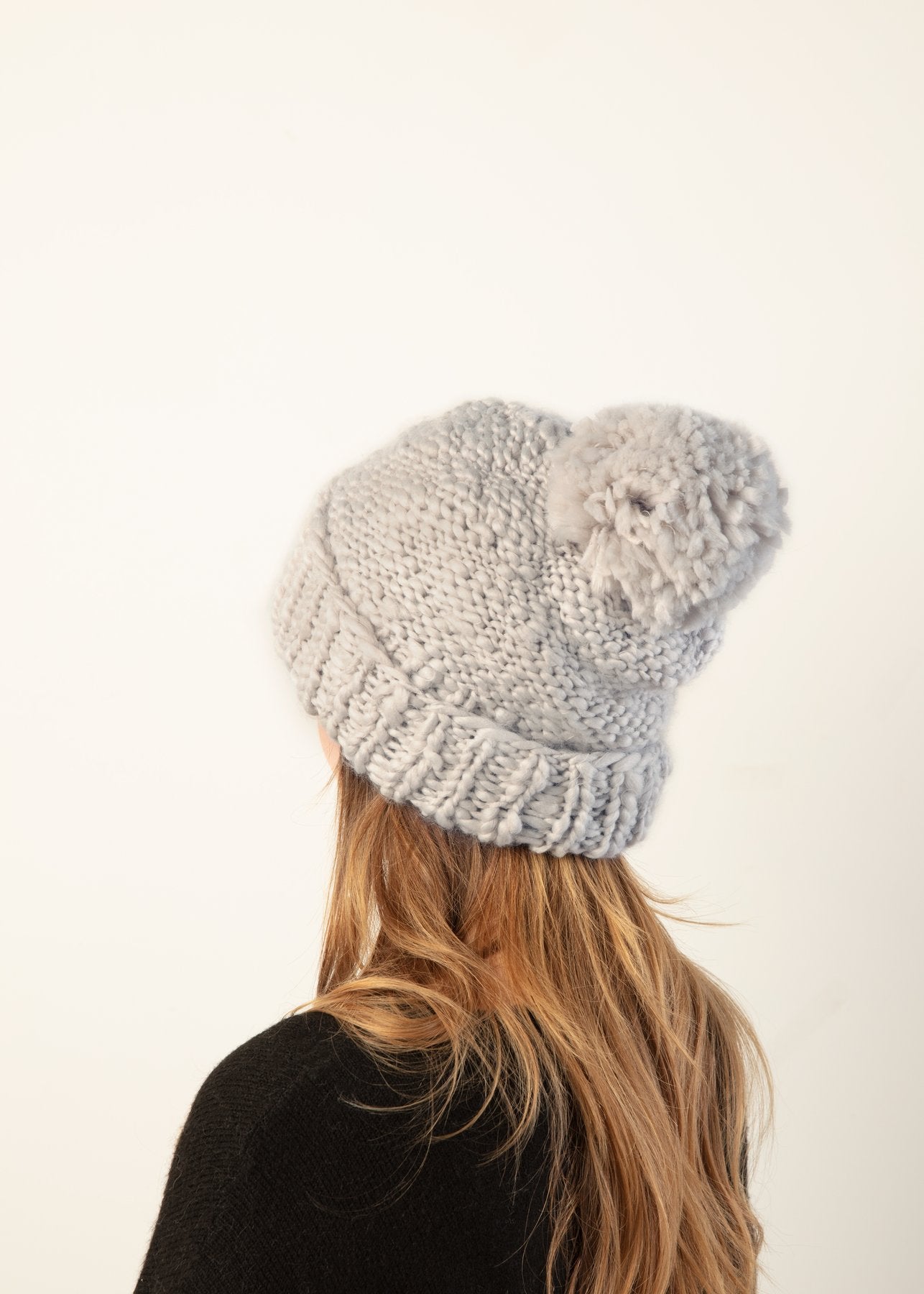 Mango Yarn Pom Pom Hat in Grey