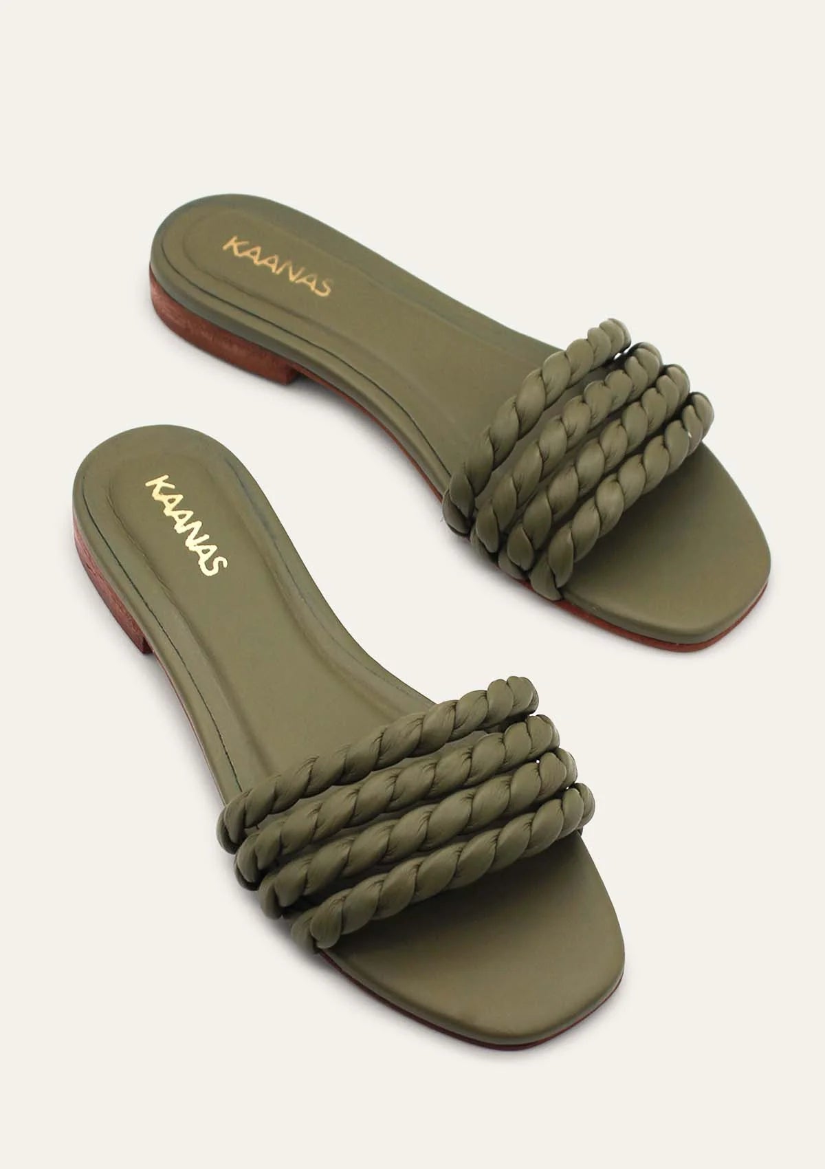 Corcovado Twisted Strap Slide in Olive