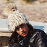 Load image into Gallery viewer, Beanie in White/Marble Blend and Gold Sparkle Deep
