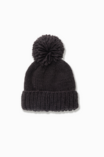 Load image into Gallery viewer, Hand Knit Basic Pom Pom Hat in Black
