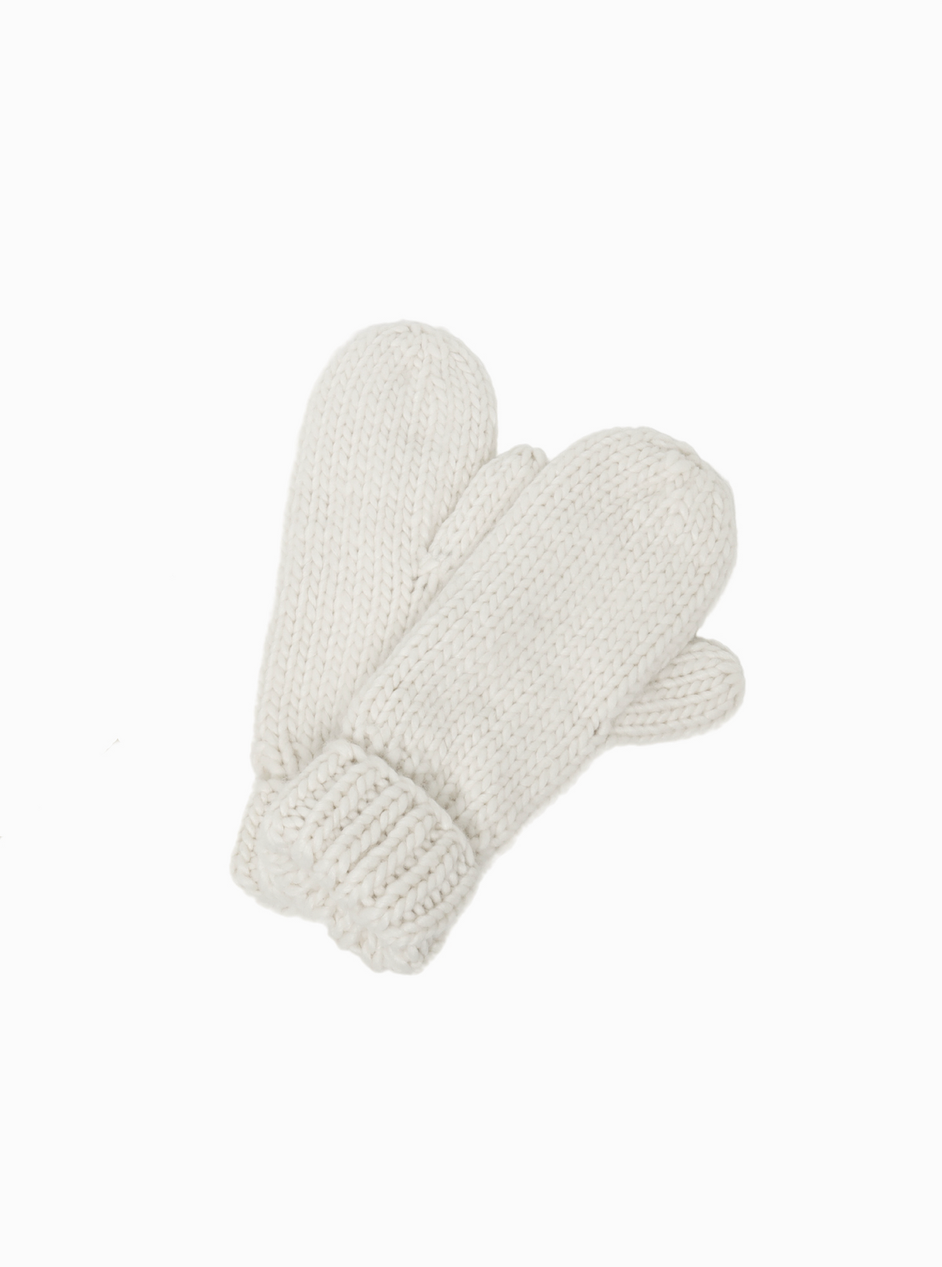 Hand Knit Basic Mittens in Ivory