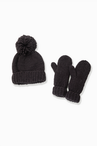 Hand Knit Basic Mittens in Black